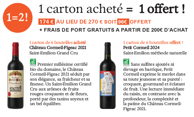 1 carton acheté: 1 carton offert !